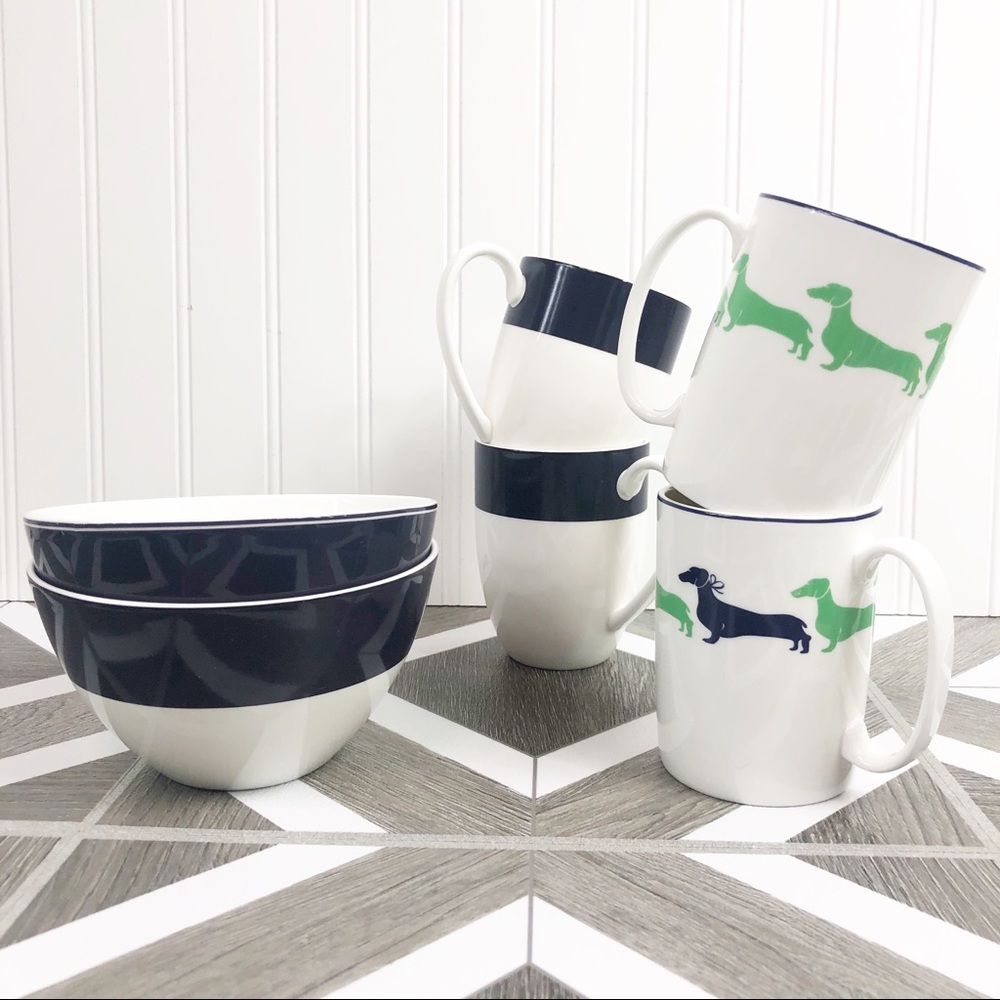 Kate Spade Dachshund And Navy Dishes